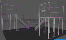 3D cad construction plan stairs platforms.