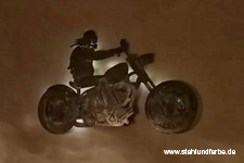 Metal wall picture Harley Davidson Biker, backlit, height 40cm x width 70cm.