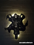 Led wall painting reaper biker metal, backlit, height 40cm x width 70cm.