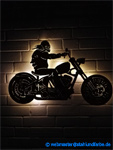 Metal wall picture Harley Davidson Biker, behind-lit up, height 40cm x width 70cm.