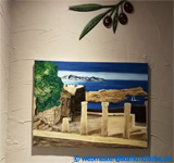 In the restaurant Taverna The Greek in Suderburg Tel.: 05826 3499983, naturalistic oil painting Scene by the sea on canvas.