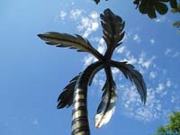 Decoration palm tree sheet steel leaf crown with annealing colors.