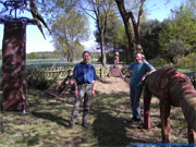 In the statue park of the gallery "Wolfskuhle". Dinosaur and the artists.