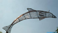 Garden Sculpture wire dolphin.