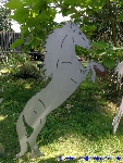 Garden stakes metal sheet rising horse.