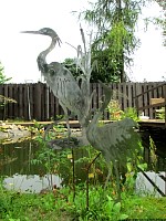garden stakes noble metal sheet cranes.