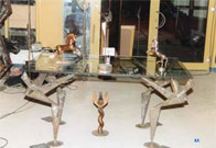Furniture design: Yin-yang steel table.