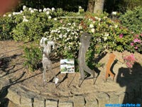 Gartenstecker Stahlblech Golfspieler männlich und weiblich im Blumenbeet Höhe 85cm sowie 30cm